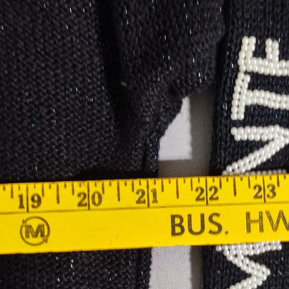 Vintage Bonnie Boerer Sequin Sweater women's size L black base Casinos Gambler - Picture 14 of 16